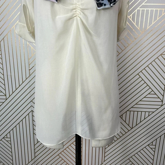 Just Cavalli Ivory See Through Scarf Decorated Blouse Top Size 42 / US 6 - Picture 5 of 12